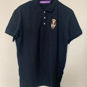 Ralph Lauren Navy Polo with Dog Embroidery